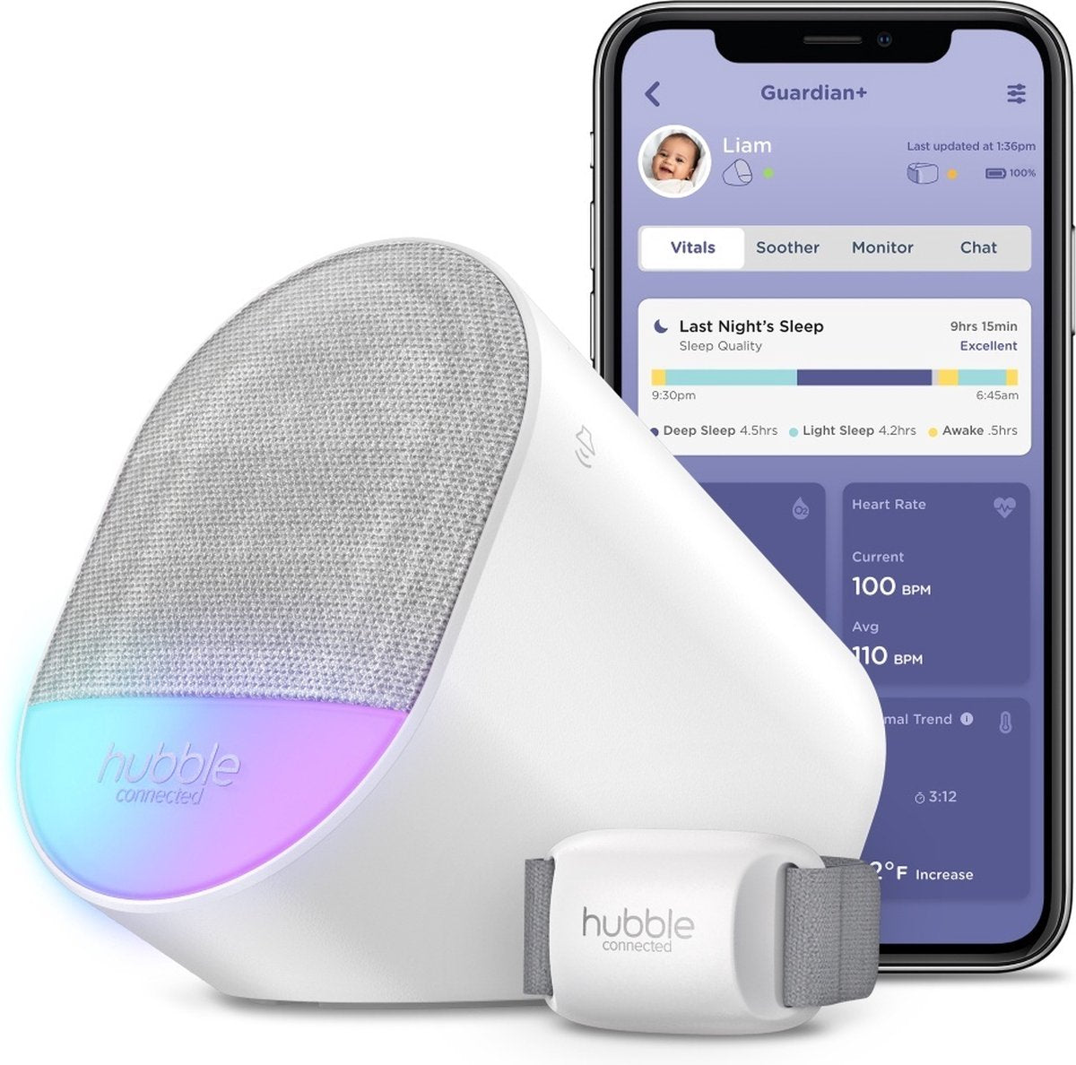 Babyfoon -Hubble Connected Guardian+ bewegings- & hartslagmonitor